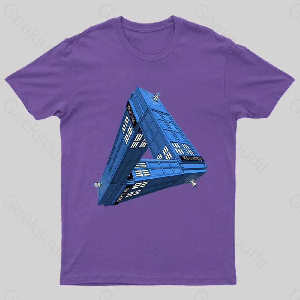 Paradoxical Space And Doctor Who Phone Box T-Shirt Purple / S Yc