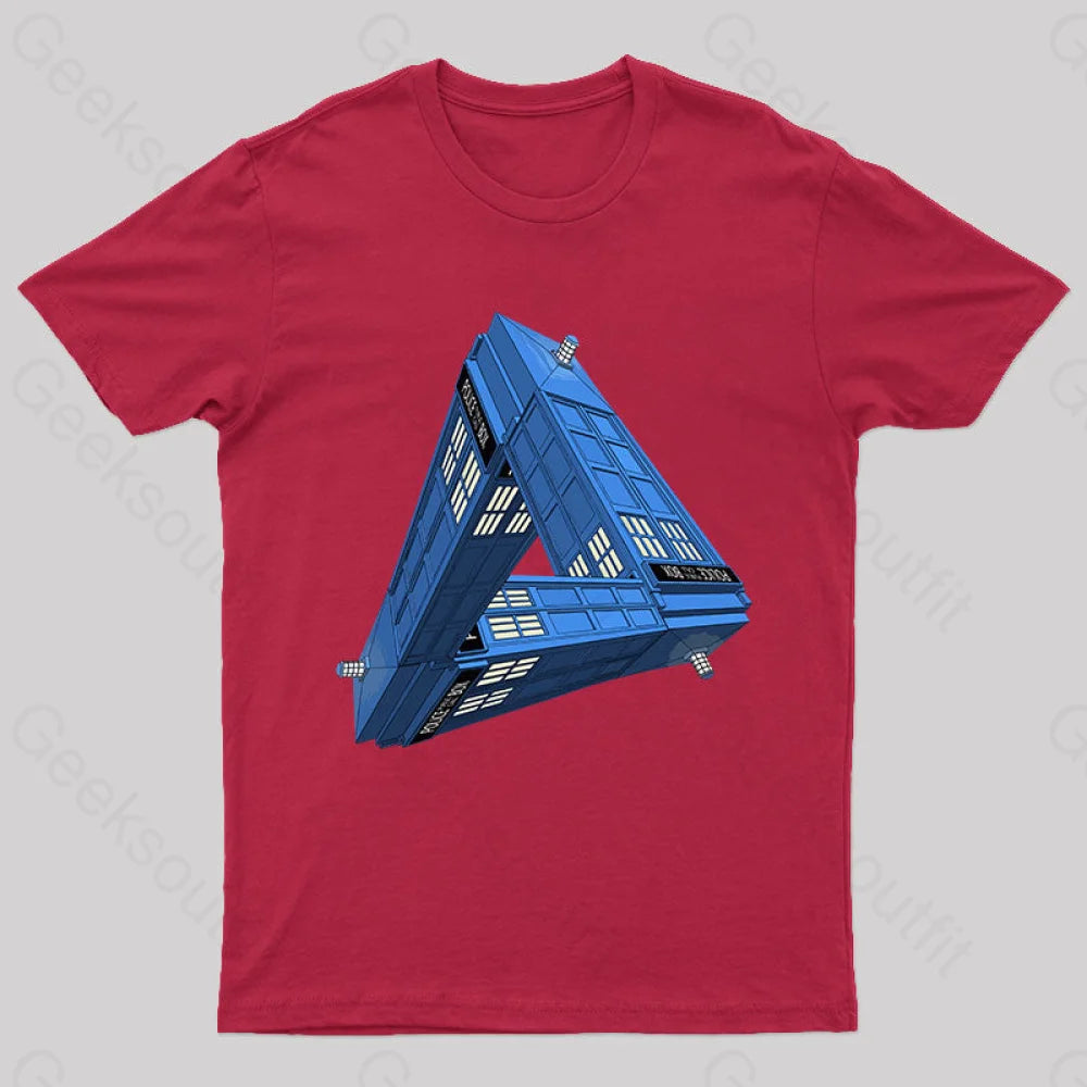 Paradoxical Space And Doctor Who Phone Box T-Shirt Red / S Yc