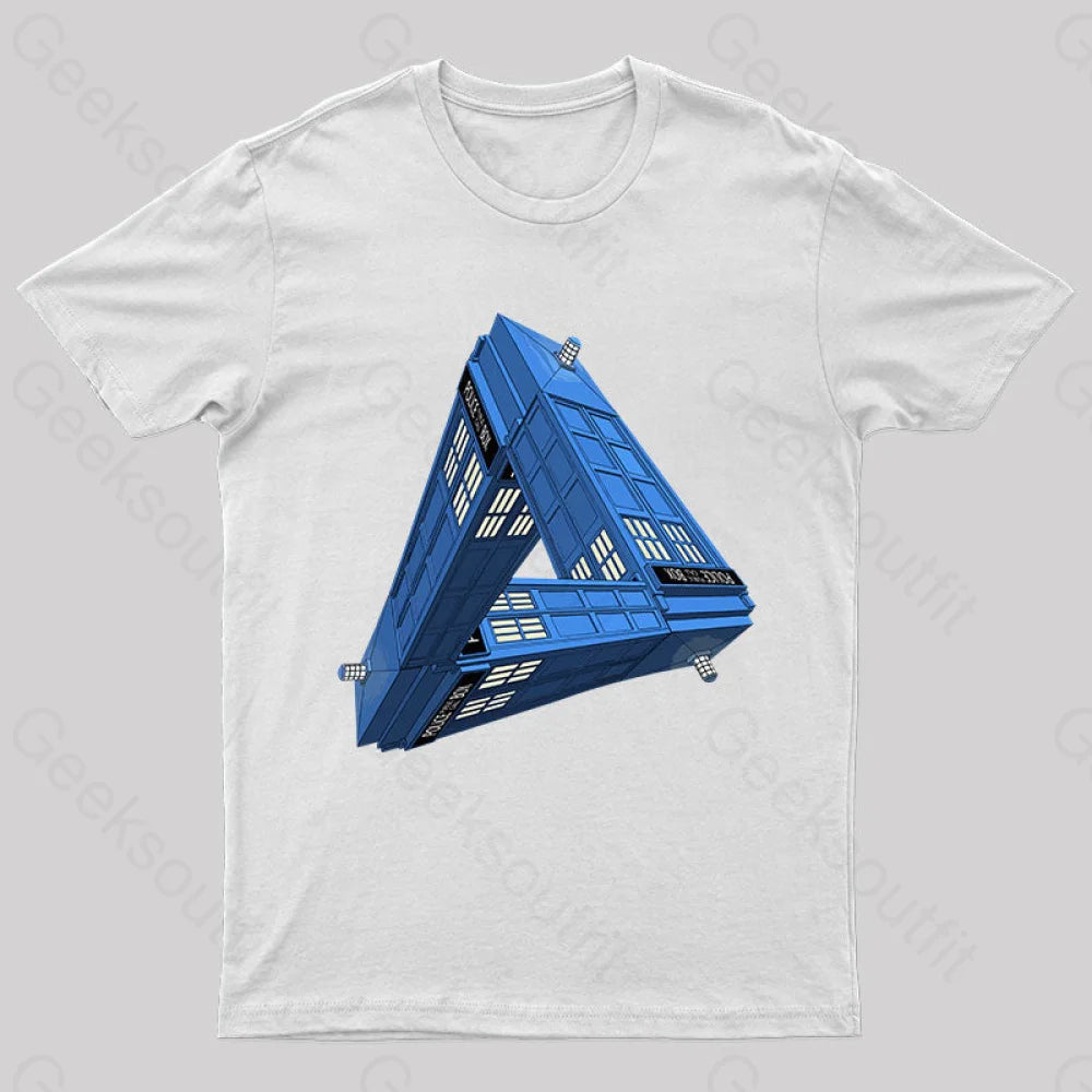 Paradoxical Space And Doctor Who Phone Box T-Shirt White / S Yc