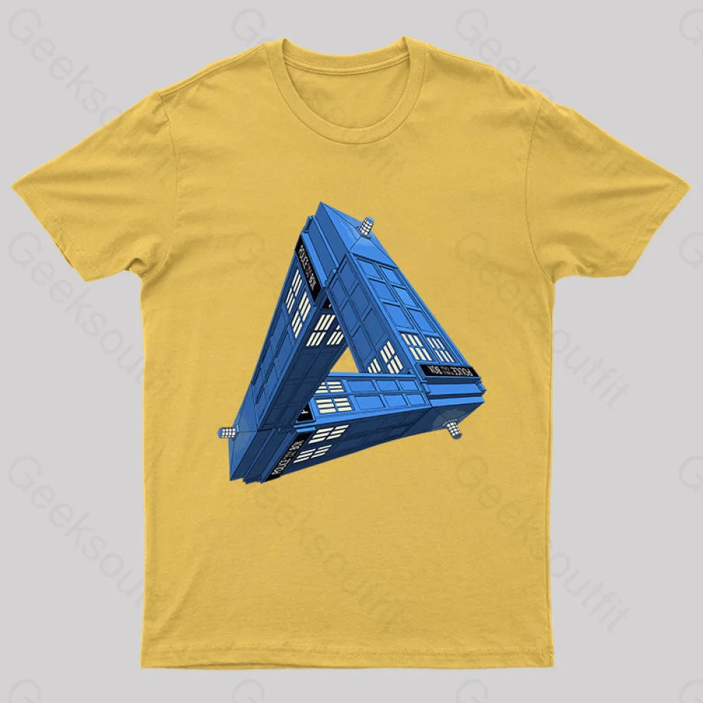 Paradoxical Space And Doctor Who Phone Box T-Shirt Yellow / S Yc