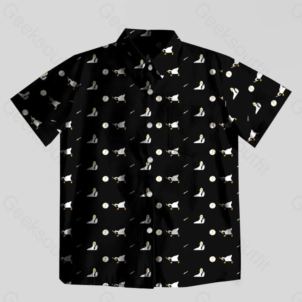 Peace Was Never An Option Goose Black Button Up Pocket Shirt - Geeksoutfit