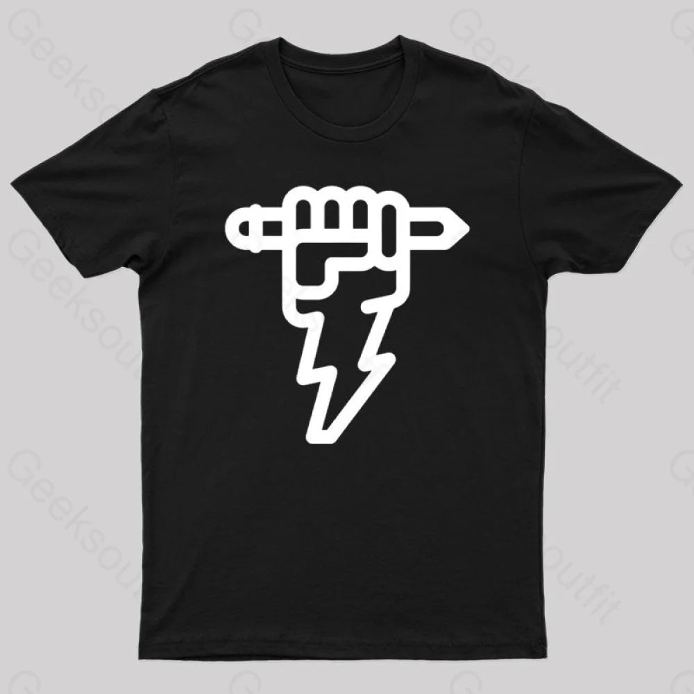 Pencil Lightning Geek T-Shirt Black / S