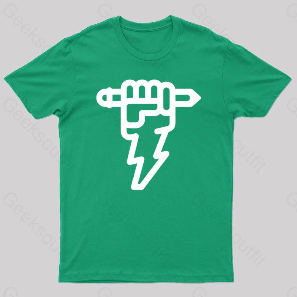 Pencil Lightning Geek T-Shirt Green / S