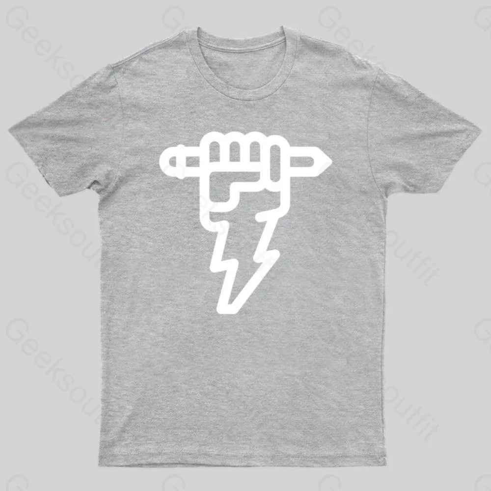 Pencil Lightning Geek T-Shirt Grey / S