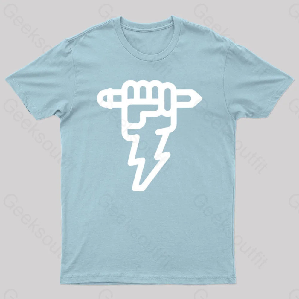 Pencil Lightning Geek T-Shirt Light Blue / S