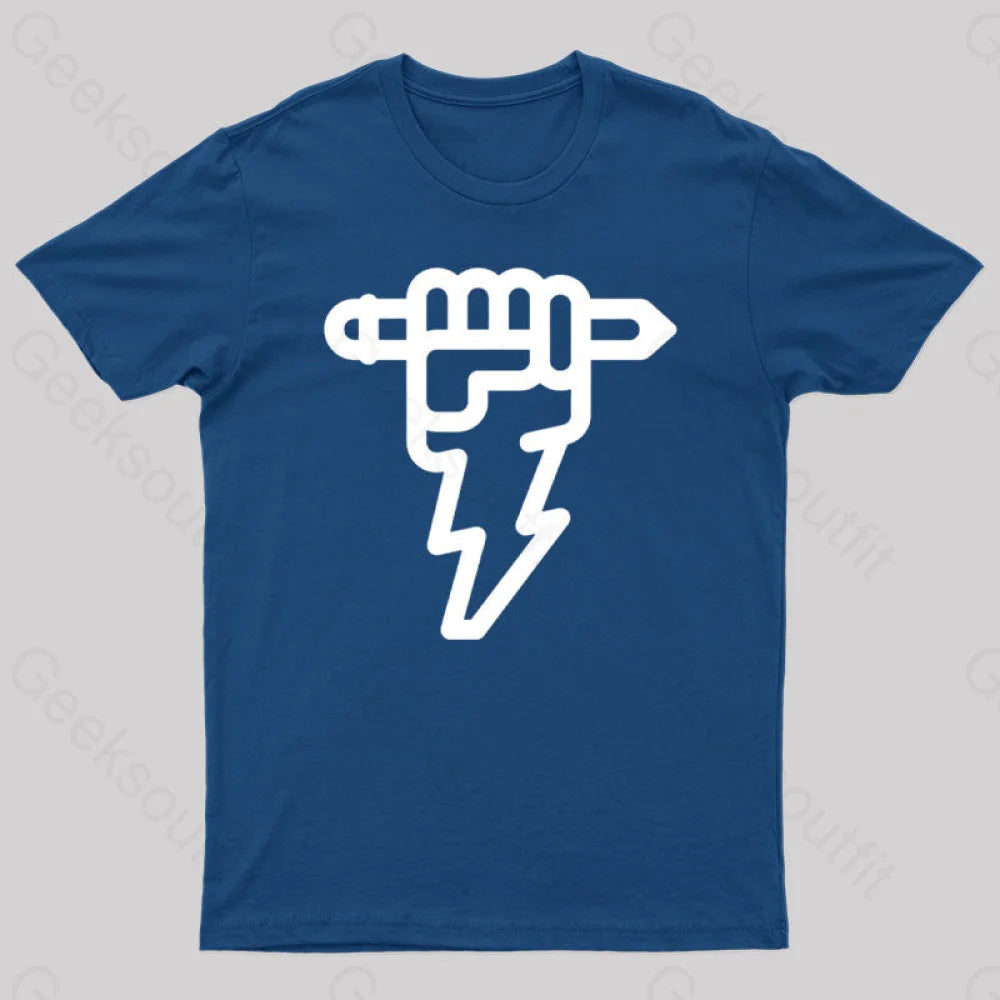 Pencil Lightning Geek T-Shirt Navy / S