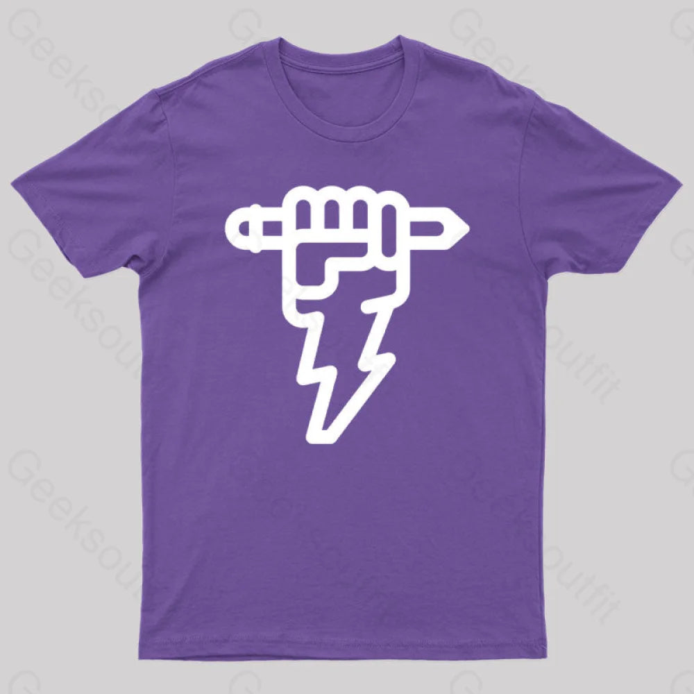 Pencil Lightning Geek T-Shirt Purple / S