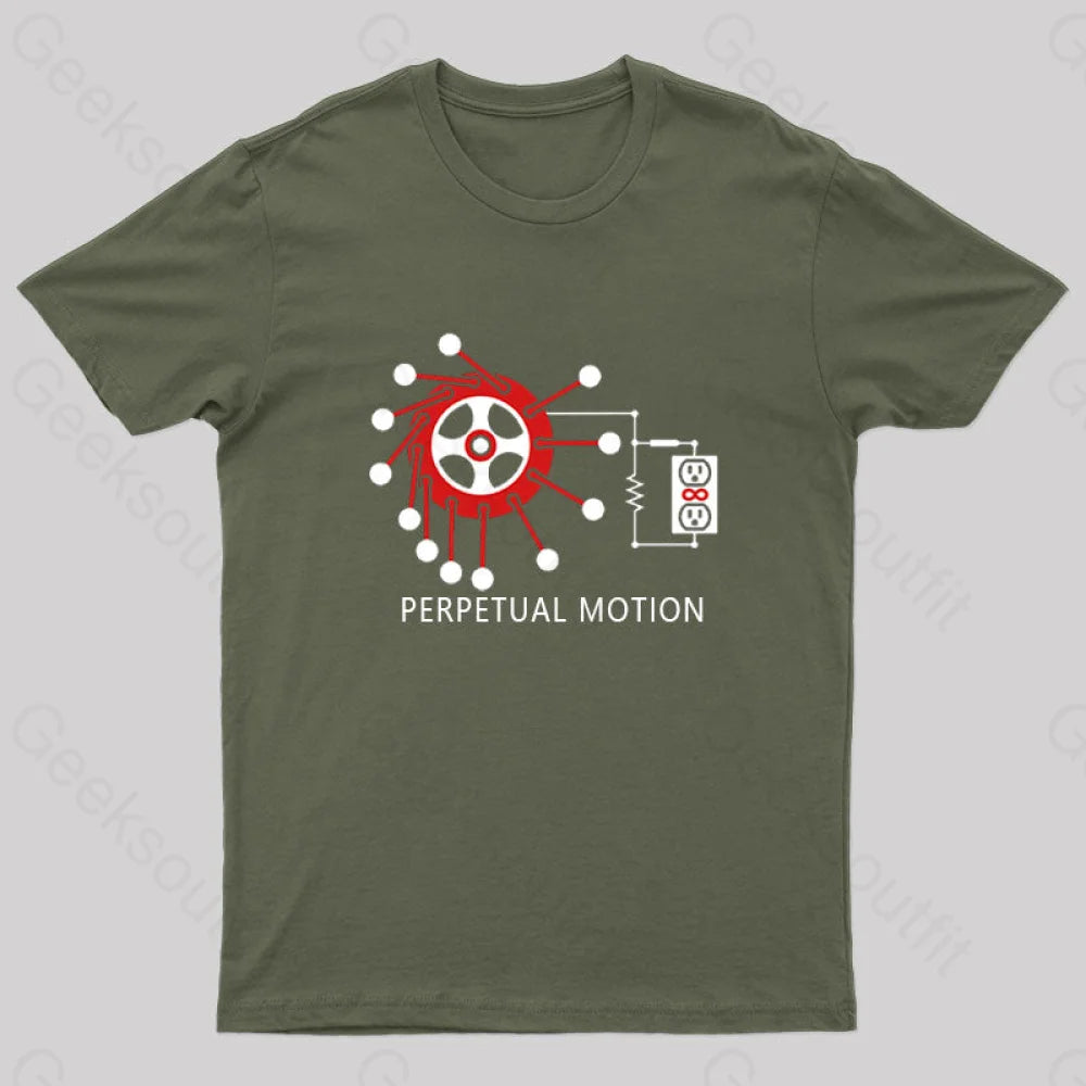 Perpetual Motion Geek T-Shirt Army Green / S