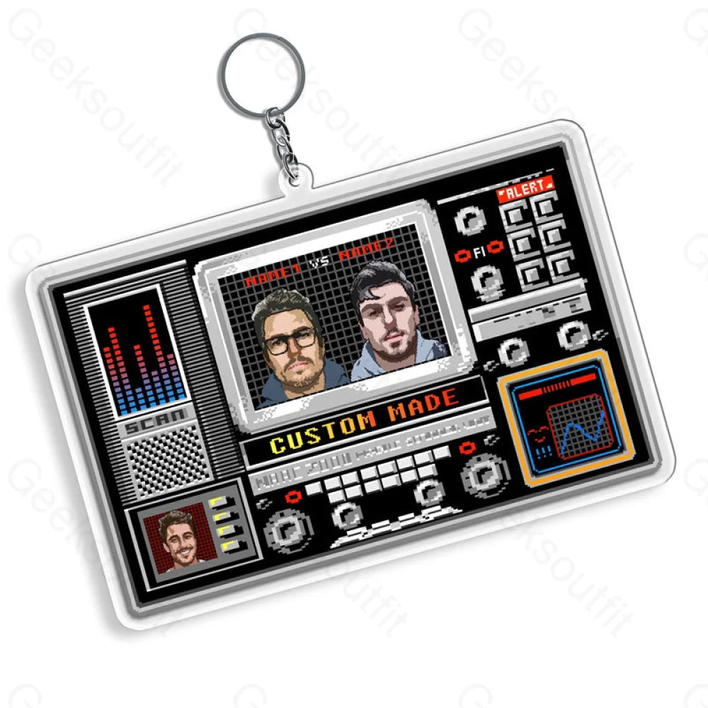 Personalized Cyberpunk Game Interface Keychain