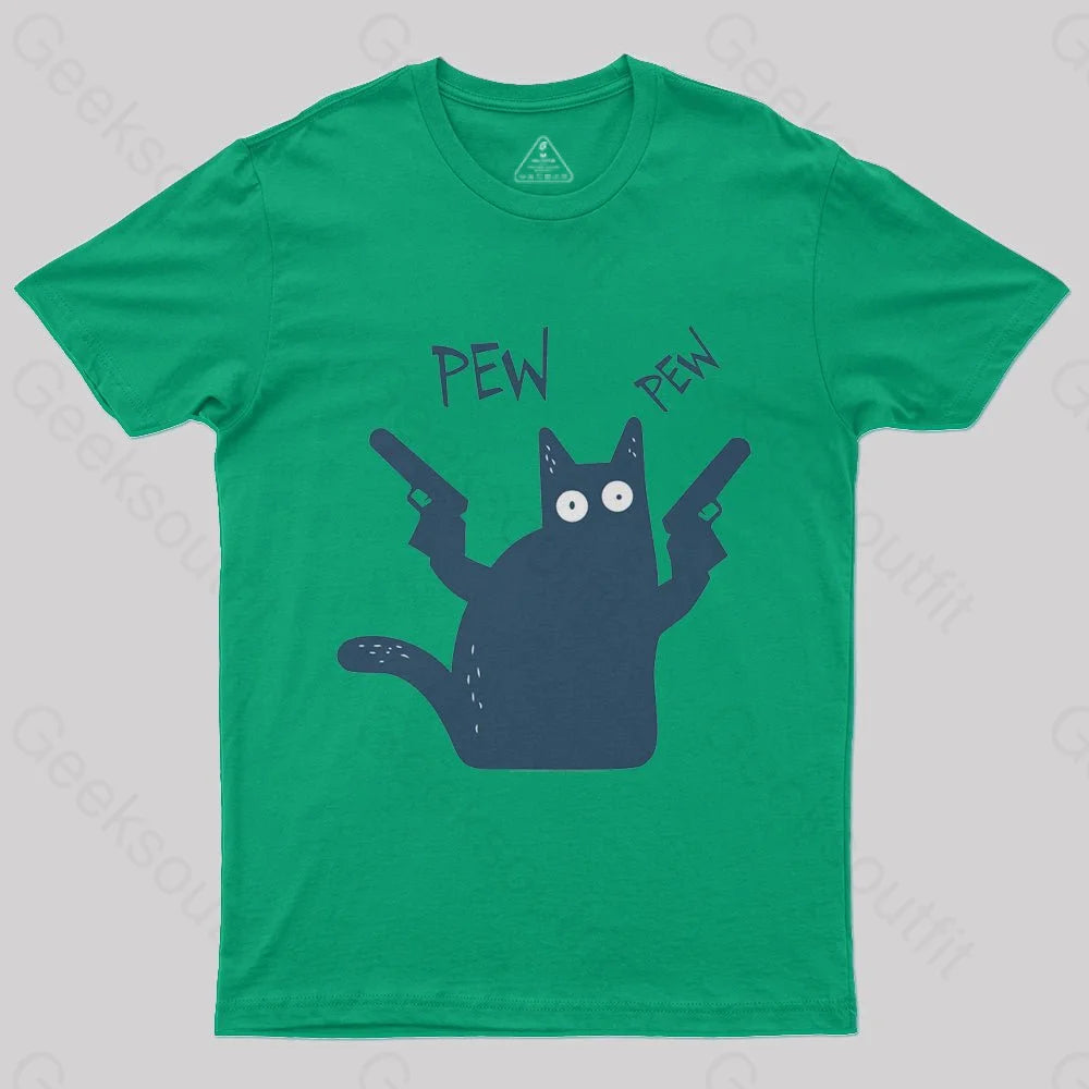 Pew Pew Cat T-Shirt - Geeksoutfit