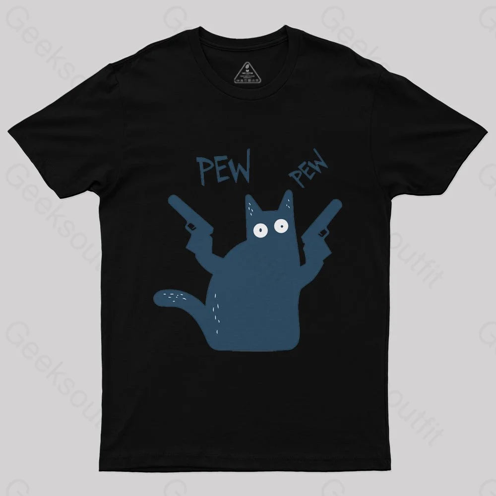 Pew Pew Cat T-Shirt - Geeksoutfit