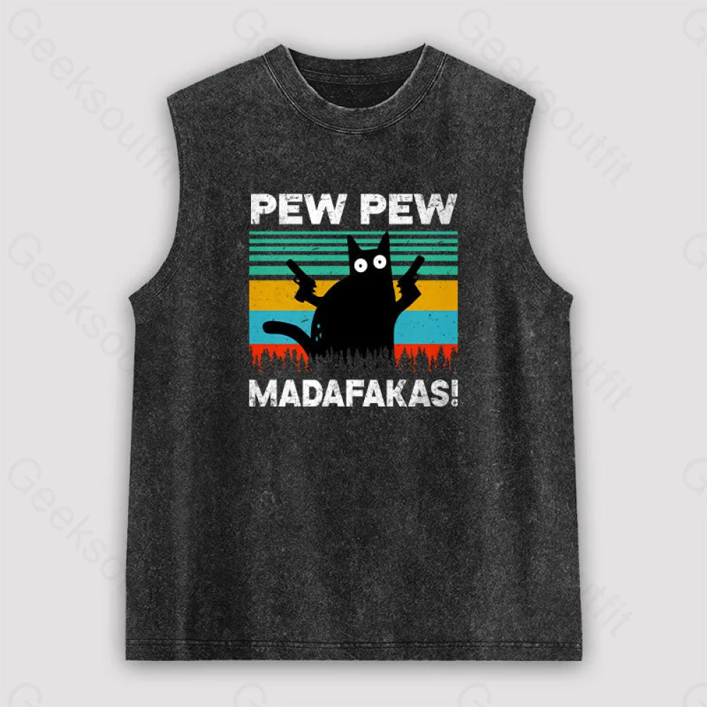 Pew Madafakas Unisex Washed Tank Black / S