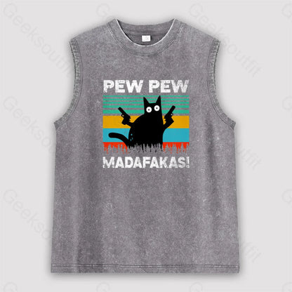 Pew Madafakas Unisex Washed Tank Grey / S