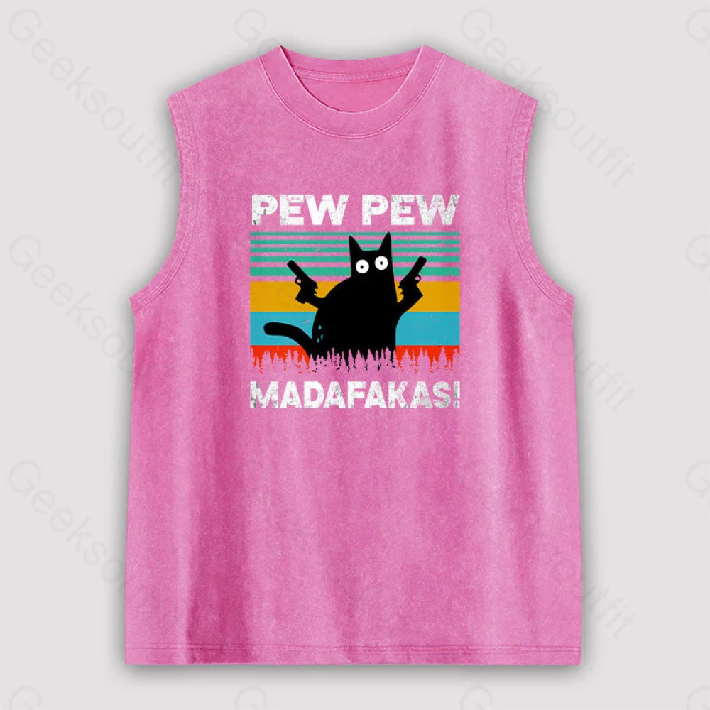 Pew Madafakas Unisex Washed Tank Pink / S