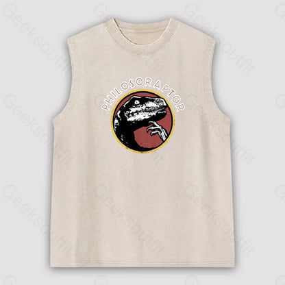 Philosoraptor Unisex Washed Tank Apricot / S