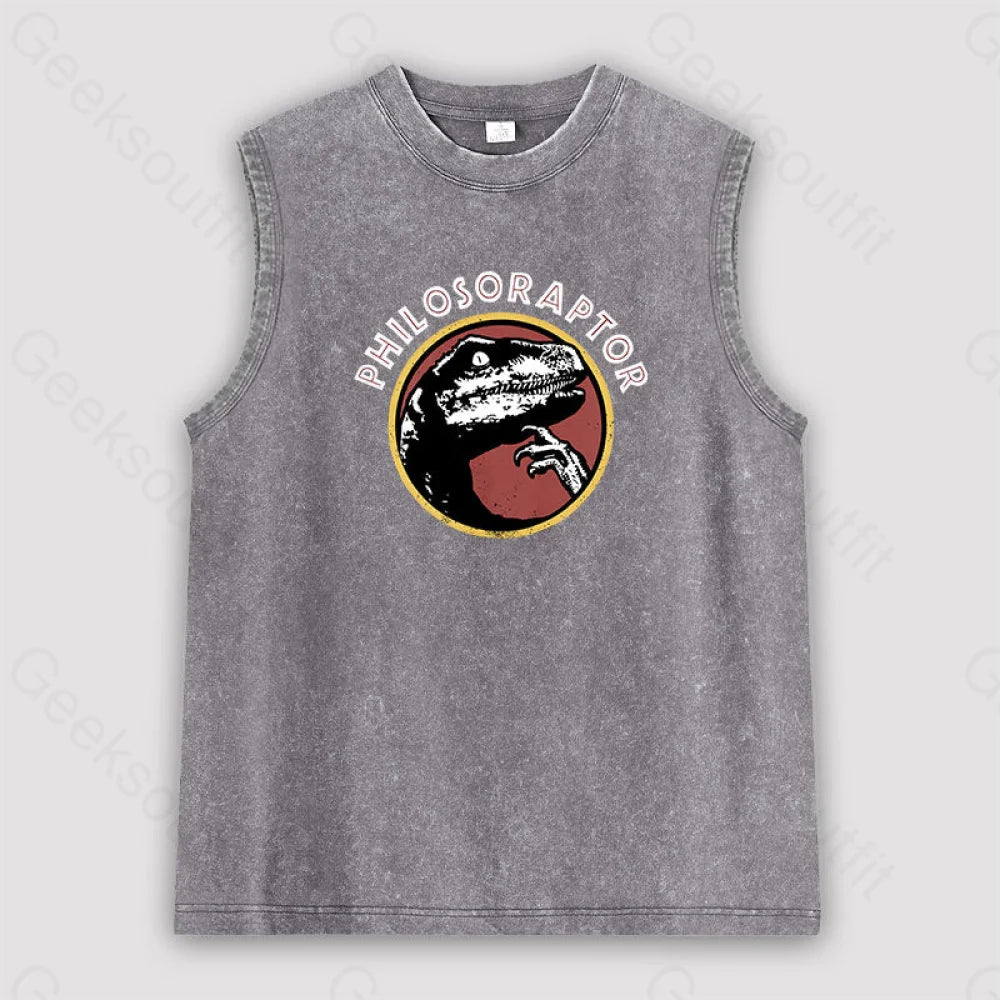 Philosoraptor Unisex Washed Tank Grey / S