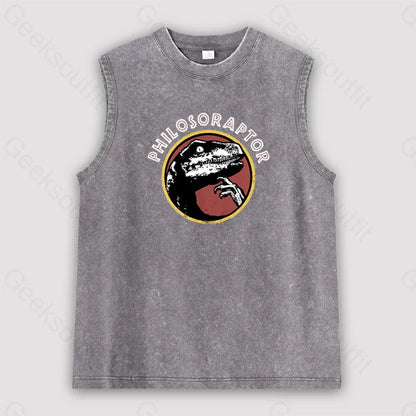 Philosoraptor Unisex Washed Tank Grey / S