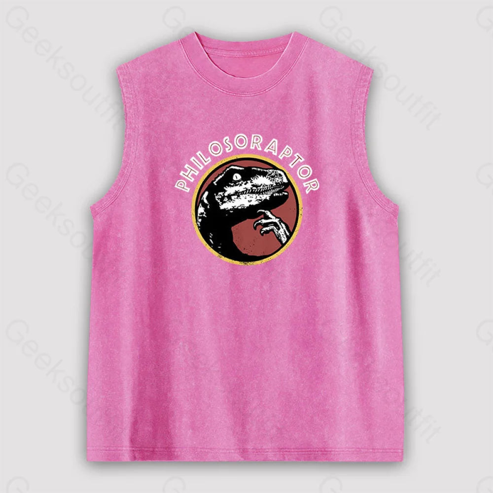 Philosoraptor Unisex Washed Tank Pink / S