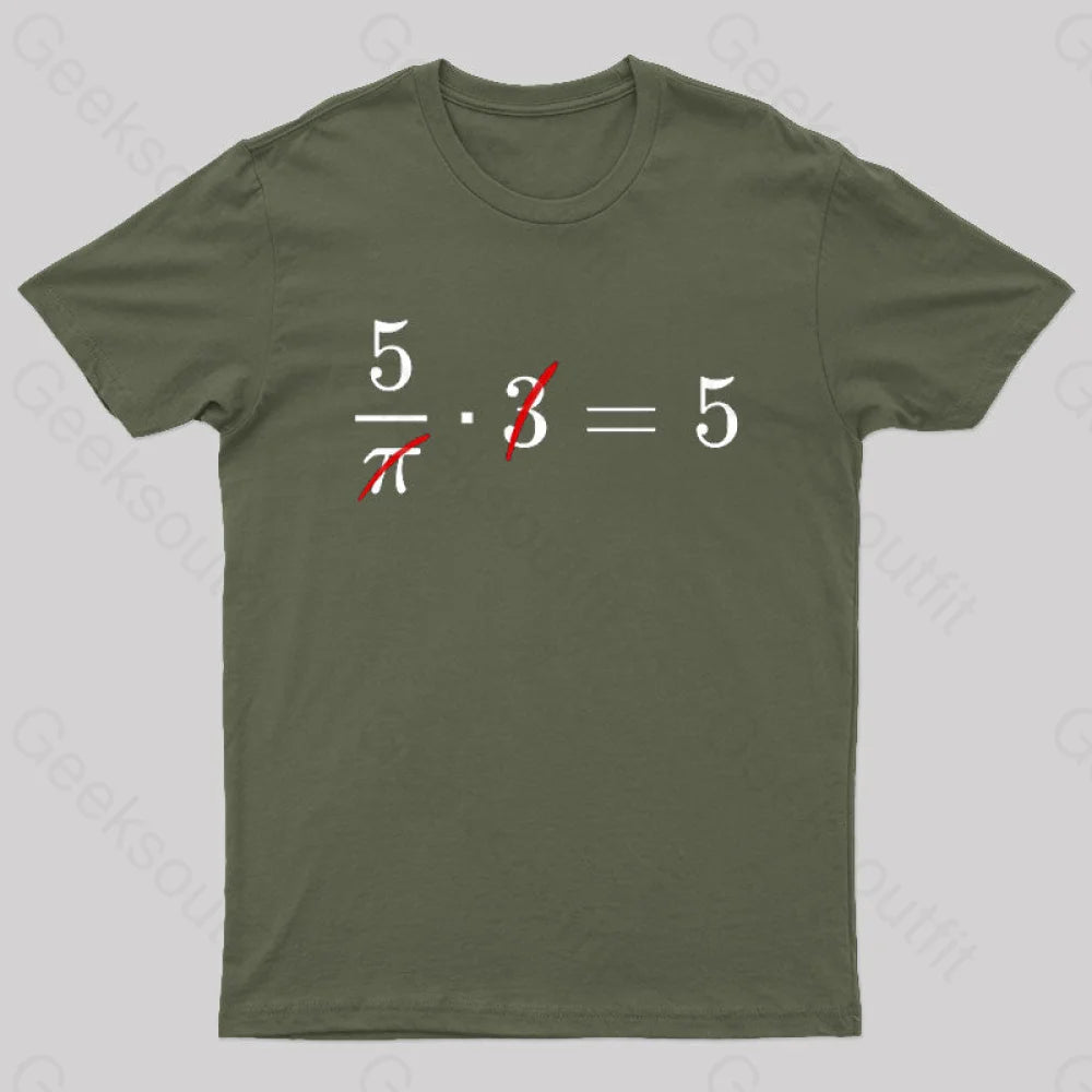 Pi Cancels Out Nerd T-Shirt Army Green / S