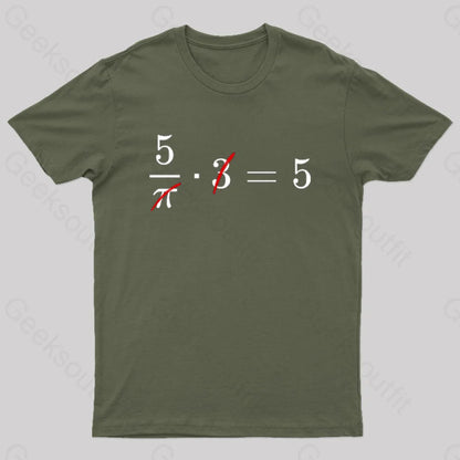 Pi Cancels Out Nerd T-Shirt Army Green / S