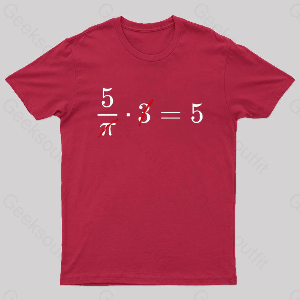 Pi Cancels Out Nerd T-Shirt Red / S