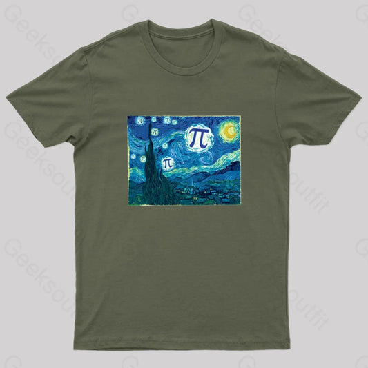 Pi In The Sky Redux Geek T-Shirt Army Green / S