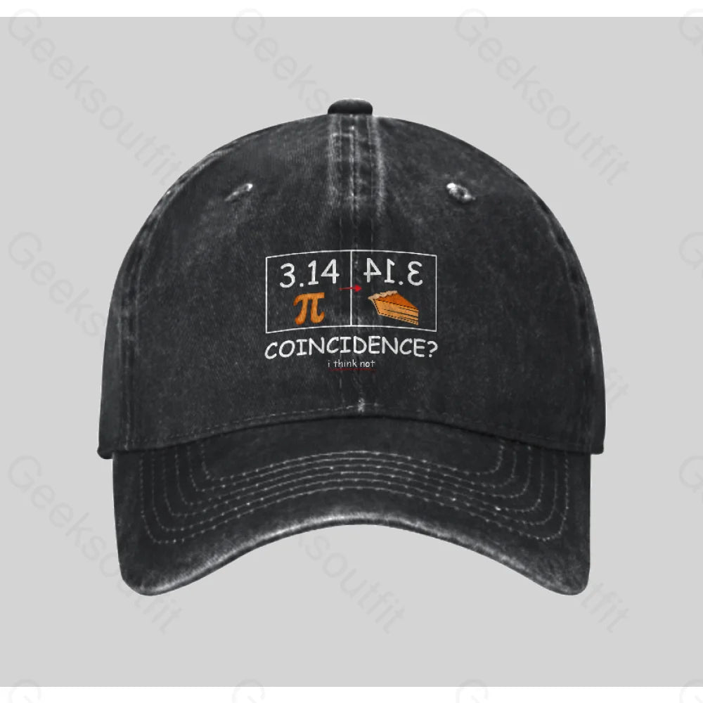 Pi Pie Math Professor Washed Vintage Baseball Cap Black