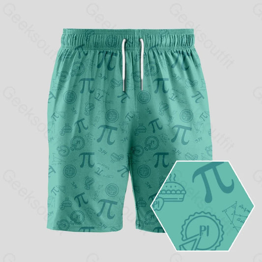 Pi Science Lake Green Geeky Drawstring Shorts - Geeksoutfit