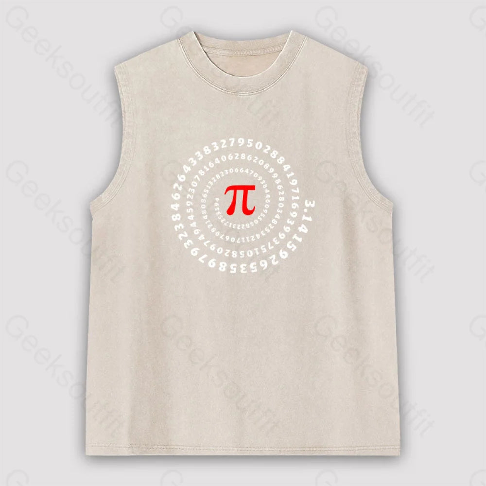 Pi Science Number Sequence Unisex Washed Tank Apricot / S