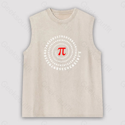 Pi Science Number Sequence Unisex Washed Tank Apricot / S