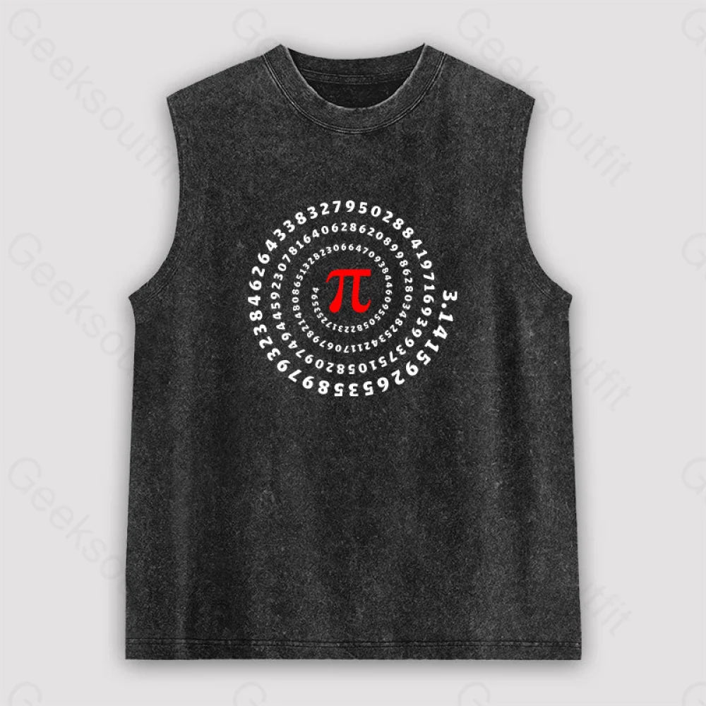 Pi Science Number Sequence Unisex Washed Tank Black / S