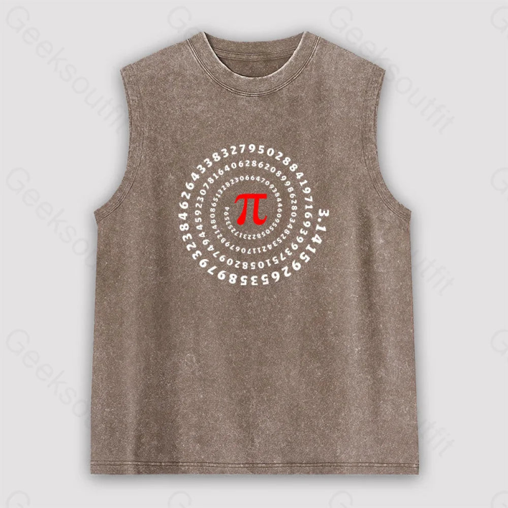 Pi Science Number Sequence Unisex Washed Tank Brown / S