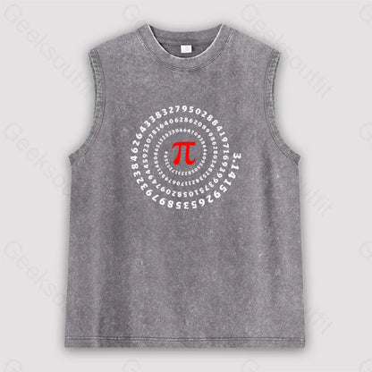 Pi Science Number Sequence Unisex Washed Tank Grey / S