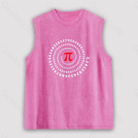 Pi Science Number Sequence Unisex Washed Tank Pink / S