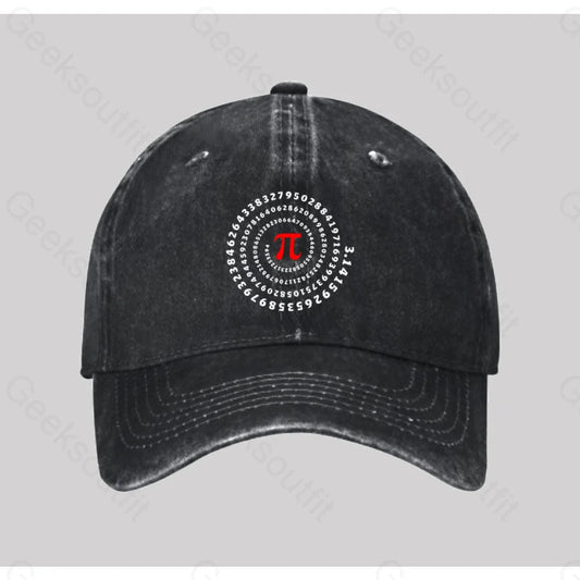 Pi Science Number Sequence Washed Vintage Baseball Cap Black