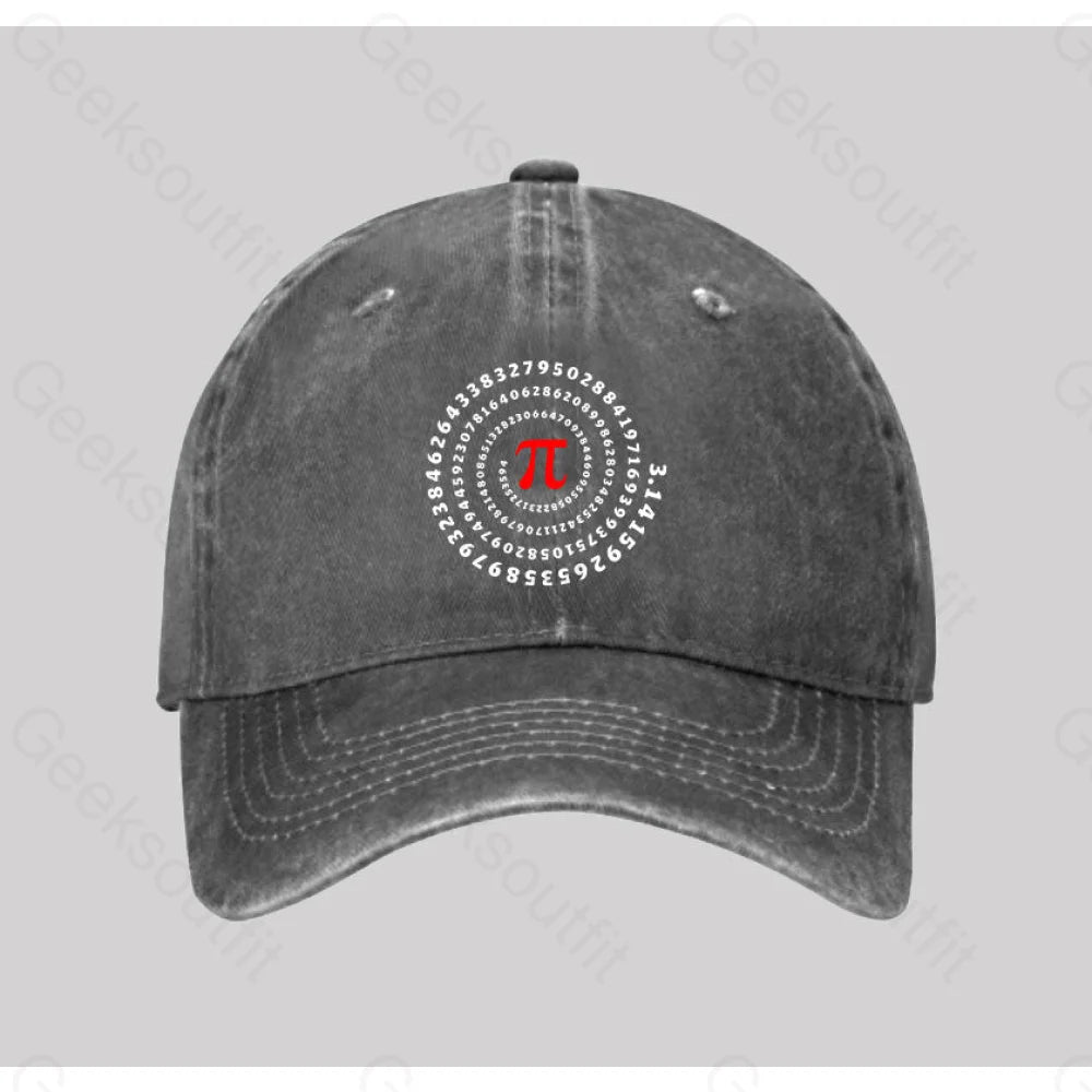 Pi Science Number Sequence Washed Vintage Baseball Cap Grey