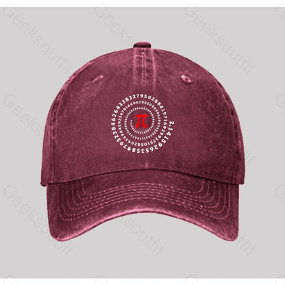 Pi Science Number Sequence Washed Vintage Baseball Cap Red