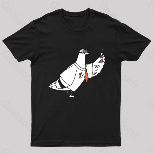 Pigeon Scientist T-Shirt Black / S