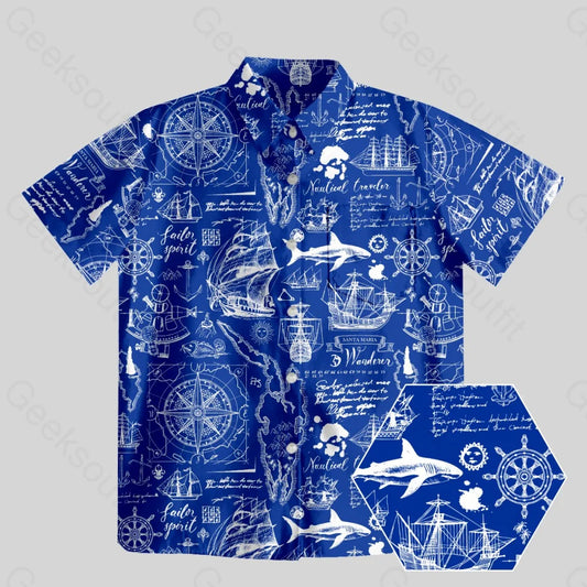 Pirates Dangerous Ocean Button Up Pocket Shirt - Geeksoutfit