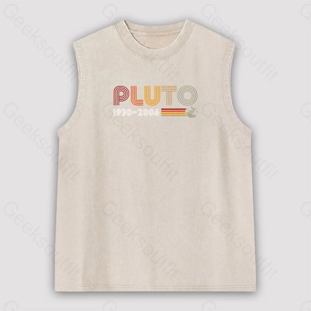 Pluto Nerd Unisex Washed Tank Apricot / S