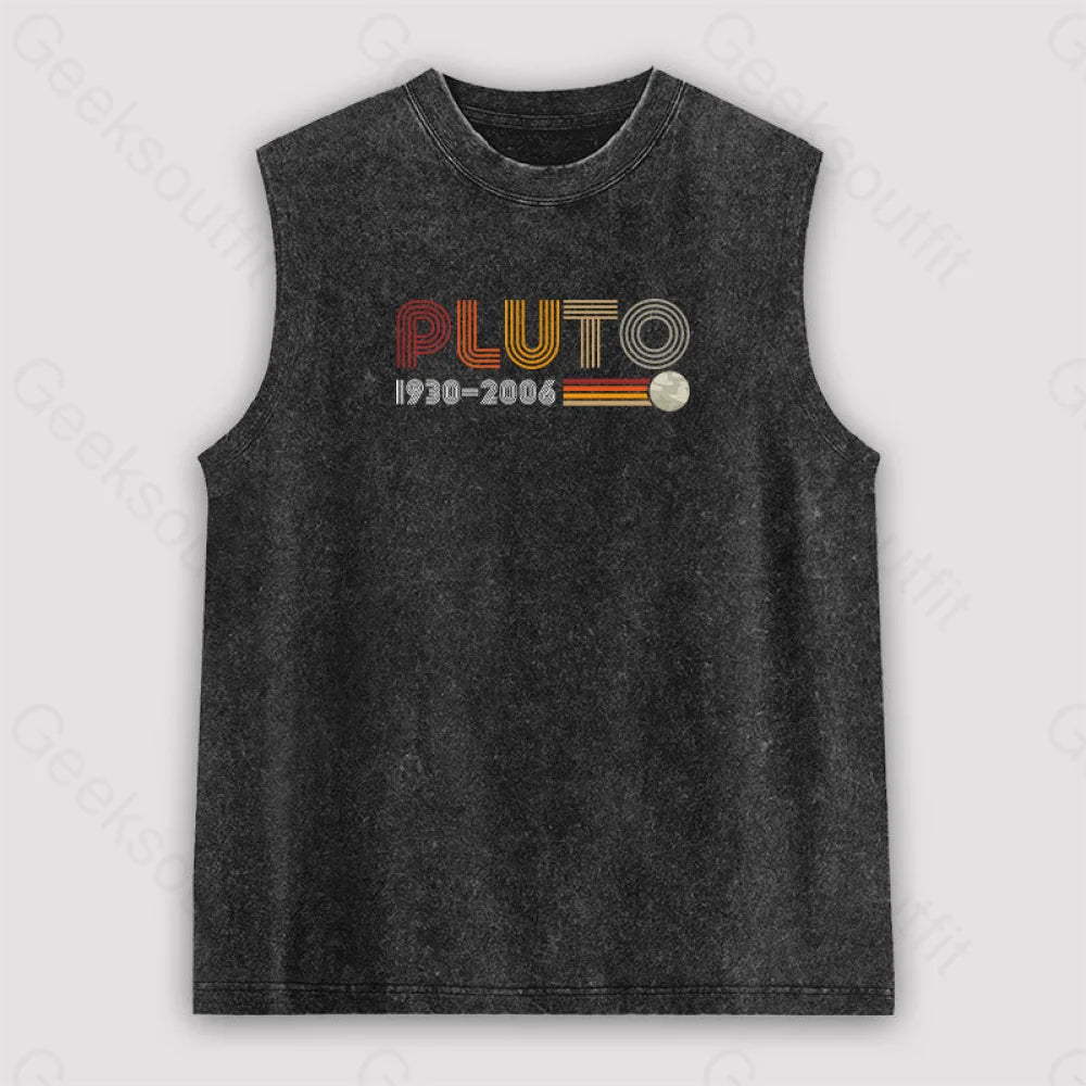 Pluto Nerd Unisex Washed Tank Black / S