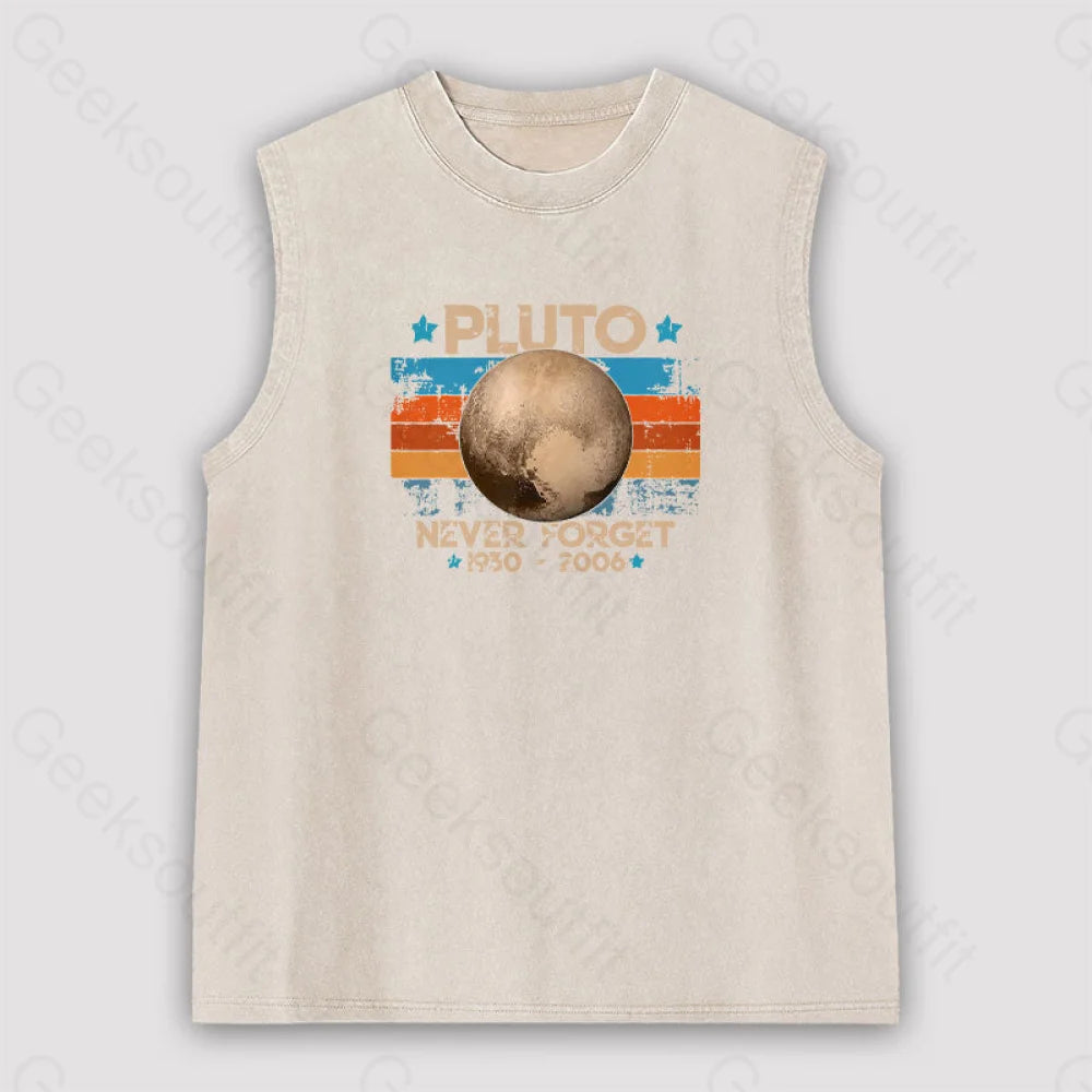 Pluto Never Forget Unisex Washed Tank Apricot / S