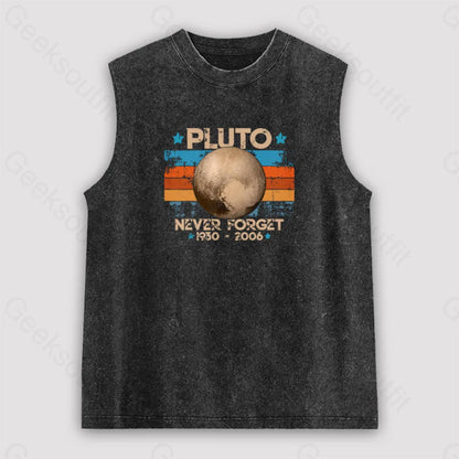 Pluto Never Forget Unisex Washed Tank Black / S