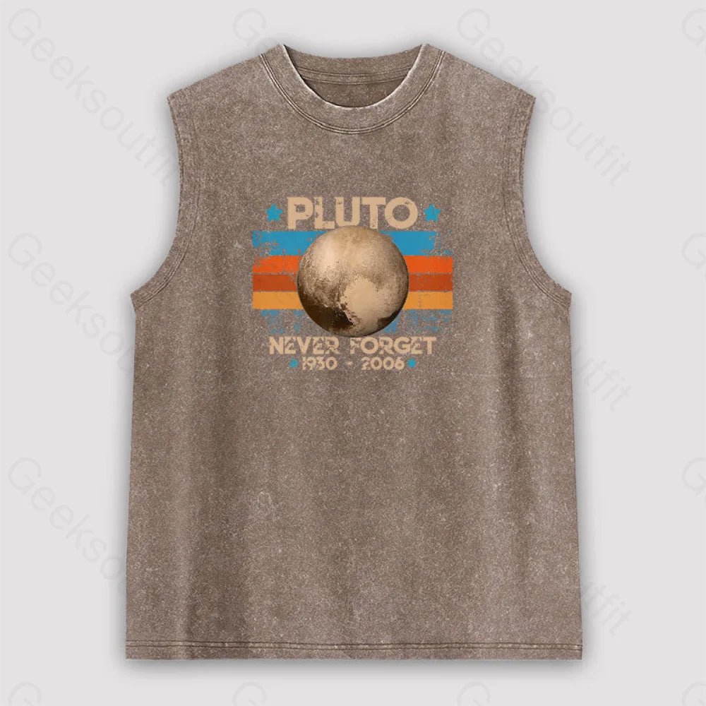 Pluto Never Forget Unisex Washed Tank Brown / S