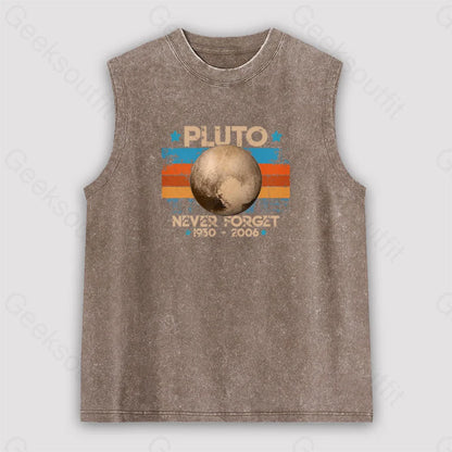 Pluto Never Forget Unisex Washed Tank Brown / S