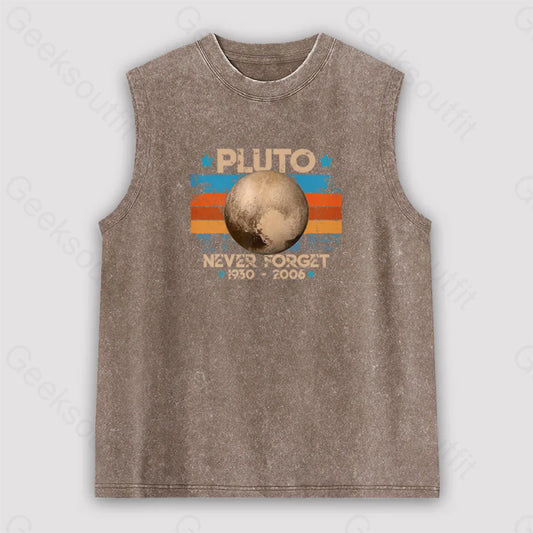 Pluto Never Forget Unisex Washed Tank Brown / S