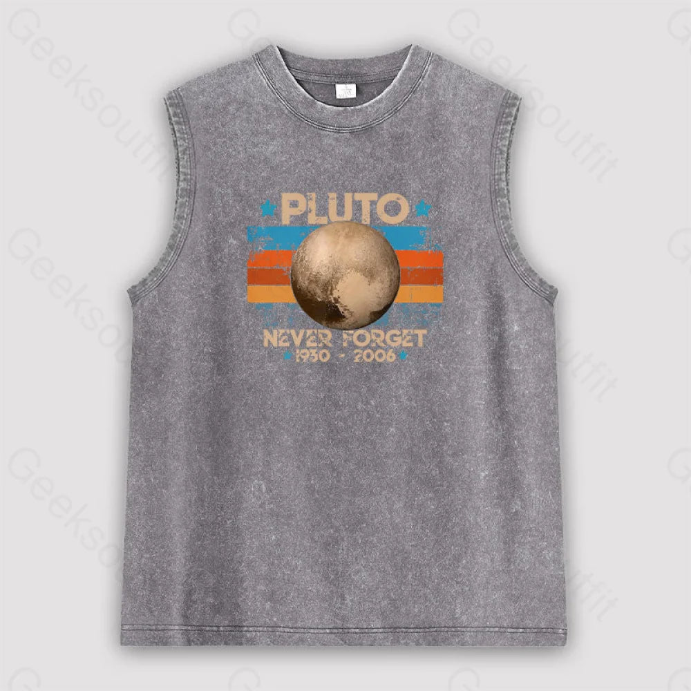 Pluto Never Forget Unisex Washed Tank Grey / S