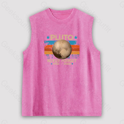 Pluto Never Forget Unisex Washed Tank Pink / S