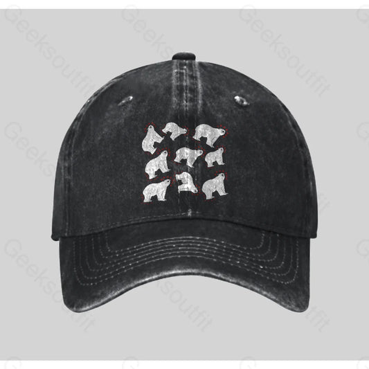 Polar Bears And Dipoles Washed Vintage Baseball Cap Black