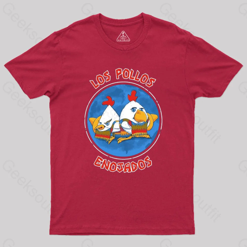 Pollos Enojados Geek T-Shirt Red / S